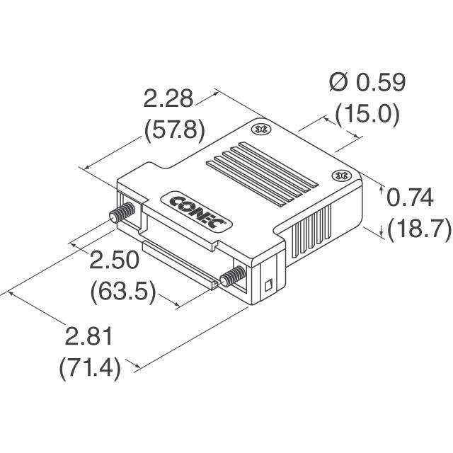 165X13399XE Conec  Capots de connecteurs D-Sub en forme de D